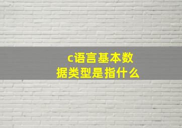 c语言基本数据类型是指什么