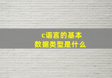 c语言的基本数据类型是什么