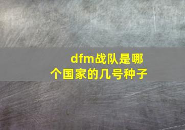 dfm战队是哪个国家的几号种子