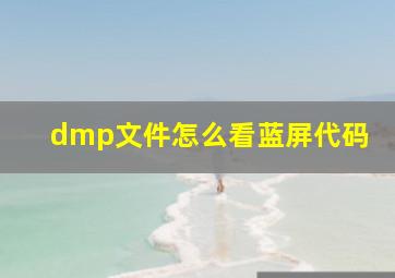 dmp文件怎么看蓝屏代码