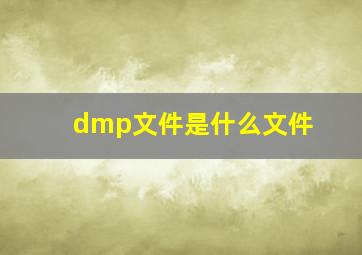 dmp文件是什么文件