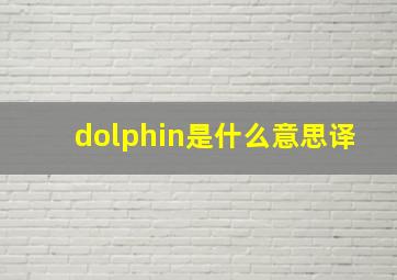 dolphin是什么意思译