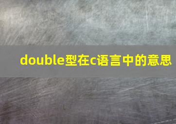 double型在c语言中的意思