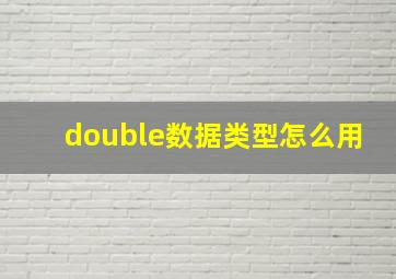 double数据类型怎么用