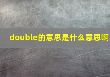 double的意思是什么意思啊