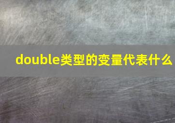 double类型的变量代表什么