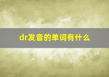 dr发音的单词有什么