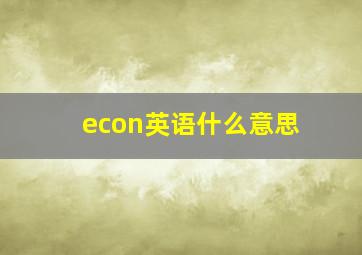 econ英语什么意思