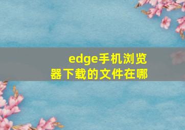 edge手机浏览器下载的文件在哪