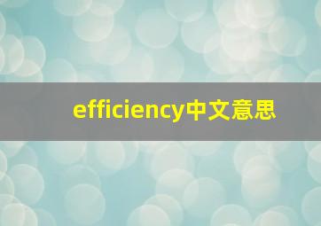 efficiency中文意思