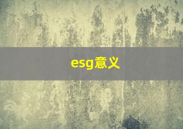 esg意义