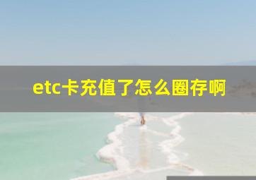 etc卡充值了怎么圈存啊