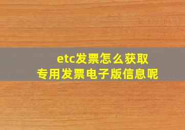 etc发票怎么获取专用发票电子版信息呢