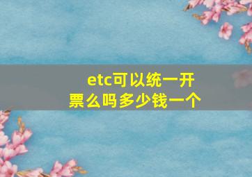 etc可以统一开票么吗多少钱一个