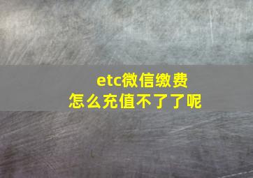 etc微信缴费怎么充值不了了呢