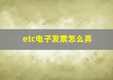 etc电子发票怎么弄