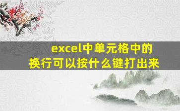 excel中单元格中的换行可以按什么键打出来