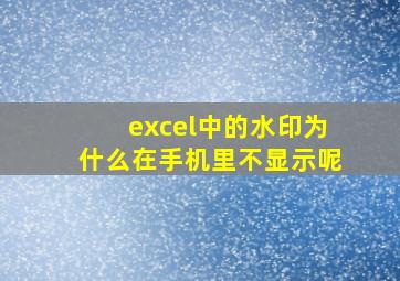 excel中的水印为什么在手机里不显示呢