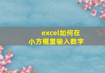 excel如何在小方框里输入数字