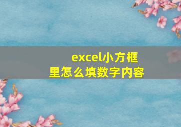 excel小方框里怎么填数字内容