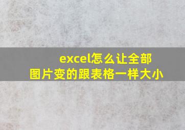 excel怎么让全部图片变的跟表格一样大小