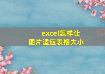 excel怎样让图片适应表格大小