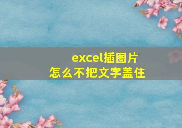 excel插图片怎么不把文字盖住