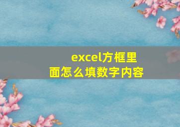 excel方框里面怎么填数字内容