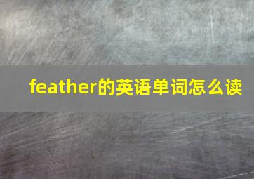 feather的英语单词怎么读