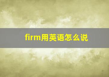 firm用英语怎么说