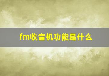 fm收音机功能是什么