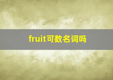 fruit可数名词吗