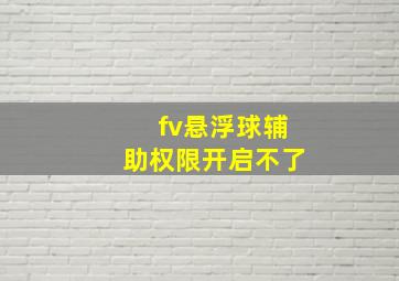 fv悬浮球辅助权限开启不了