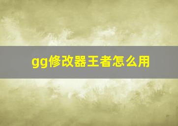 gg修改器王者怎么用