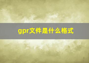 gpr文件是什么格式