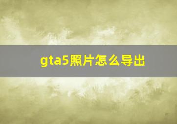 gta5照片怎么导出