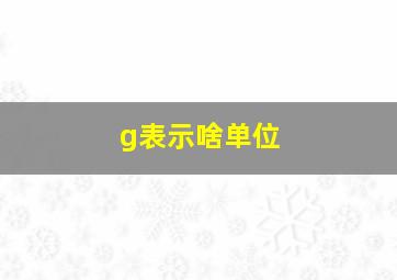 g表示啥单位