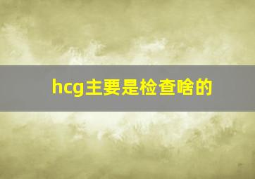 hcg主要是检查啥的