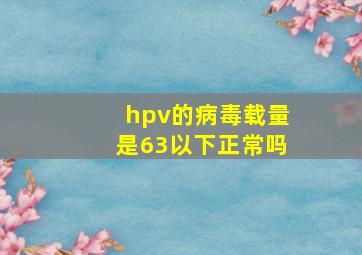 hpv的病毒载量是63以下正常吗