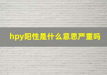 hpy阳性是什么意思严重吗