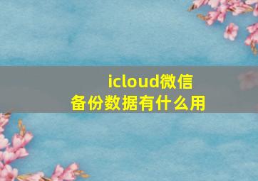 icloud微信备份数据有什么用