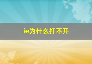 ie为什么打不开