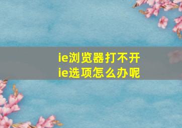 ie浏览器打不开ie选项怎么办呢