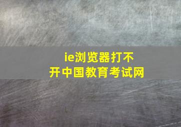 ie浏览器打不开中国教育考试网