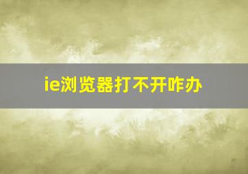 ie浏览器打不开咋办