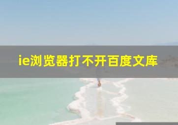 ie浏览器打不开百度文库