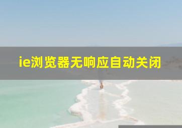 ie浏览器无响应自动关闭