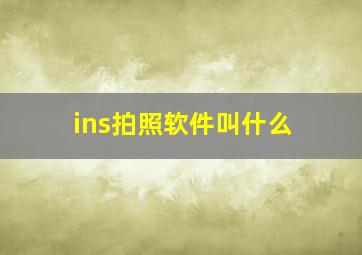 ins拍照软件叫什么