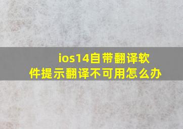 ios14自带翻译软件提示翻译不可用怎么办