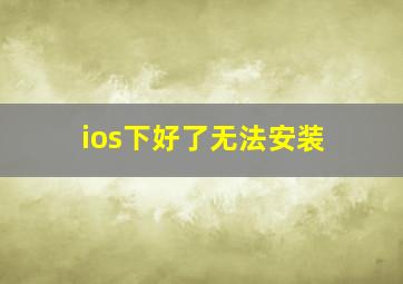 ios下好了无法安装